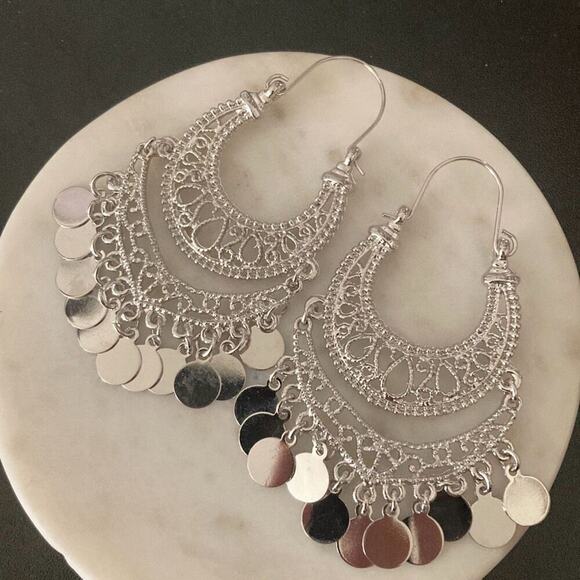 Hoop Earrings heavy silver - Picture 1 of 5